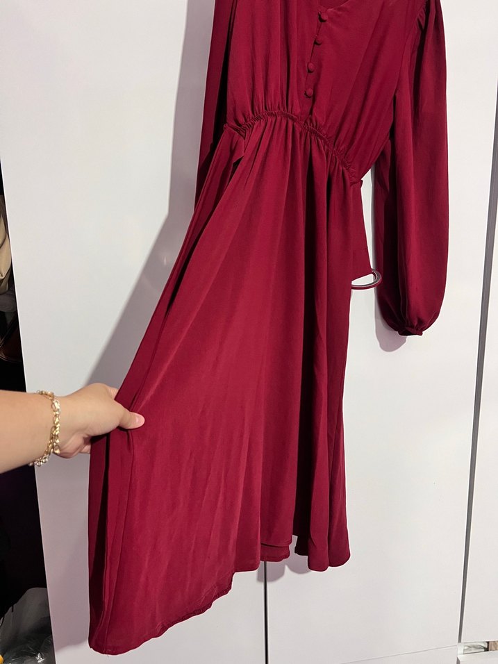 Düğmeli Midiboy Elbise - Görsel 5