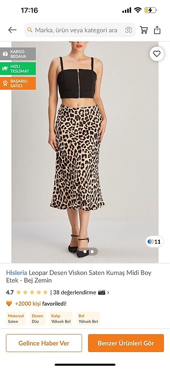 Zara leopar etek saten