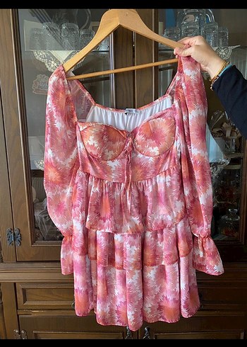 Pembe Bohemya Mini Elbise