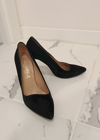 Siyah Süet Tokalı Stiletto Topuklu Kadın Ayakkabı - Görsel 5