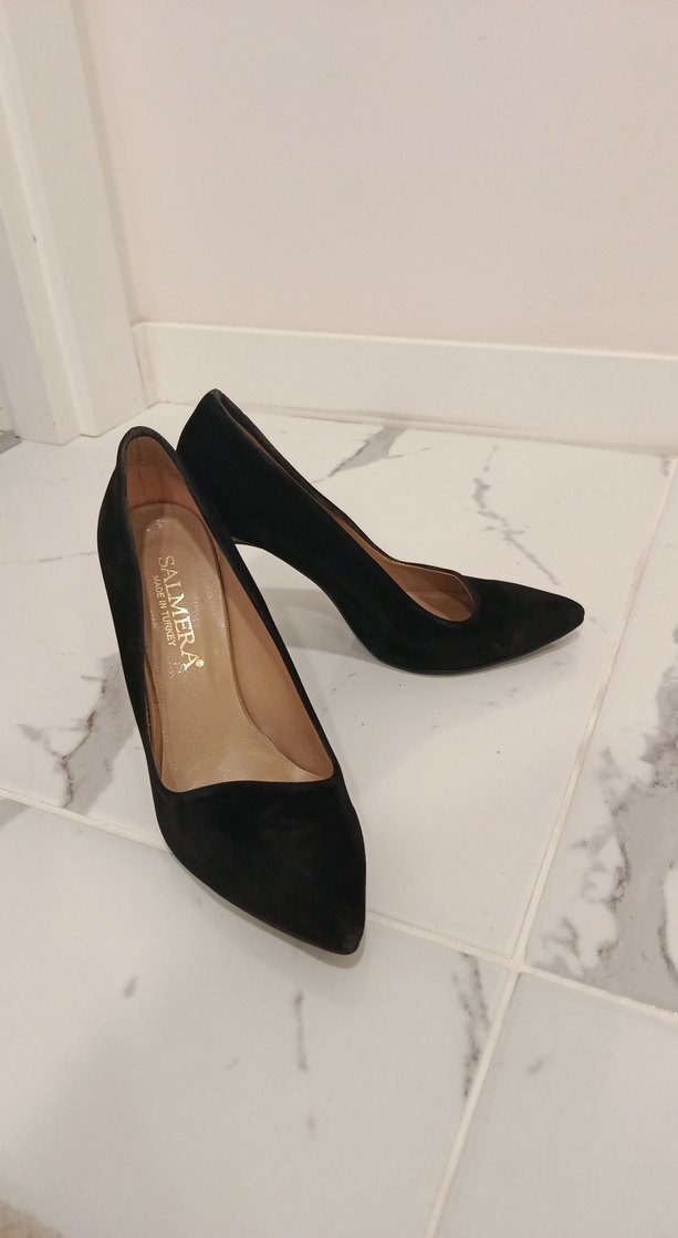 Siyah Süet Tokalı Stiletto Topuklu Kadın Ayakkabı - Görsel 5