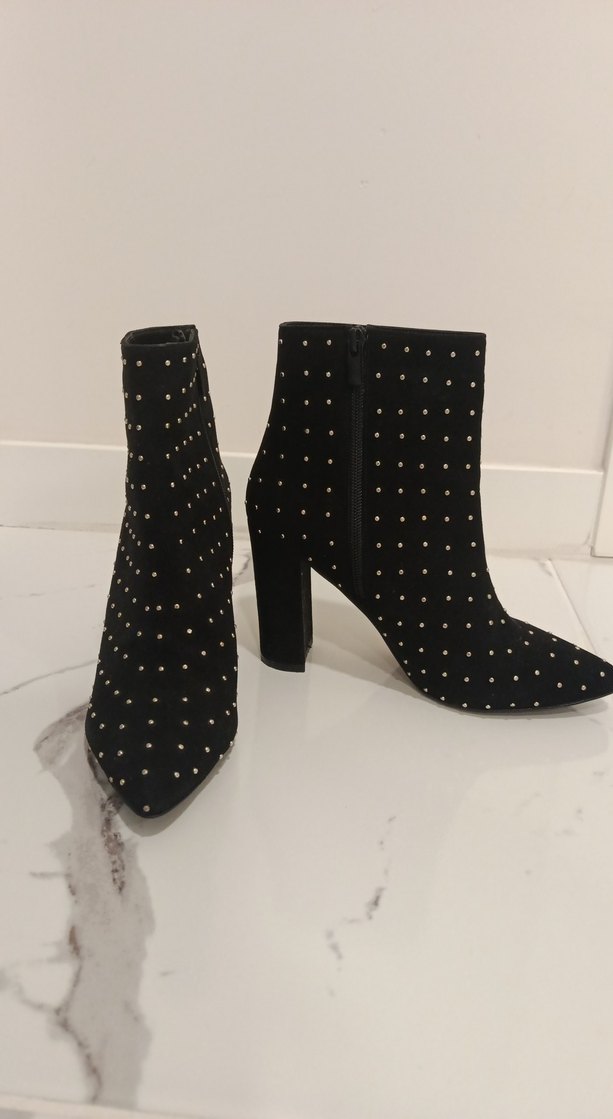 Siyah İncili Süet Topuklu Bot - Görsel 2