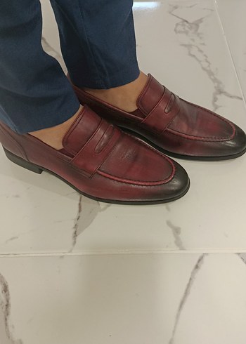 Bordo orjinal  Deri erkek Klasik Ayakkabı - Görsel 2