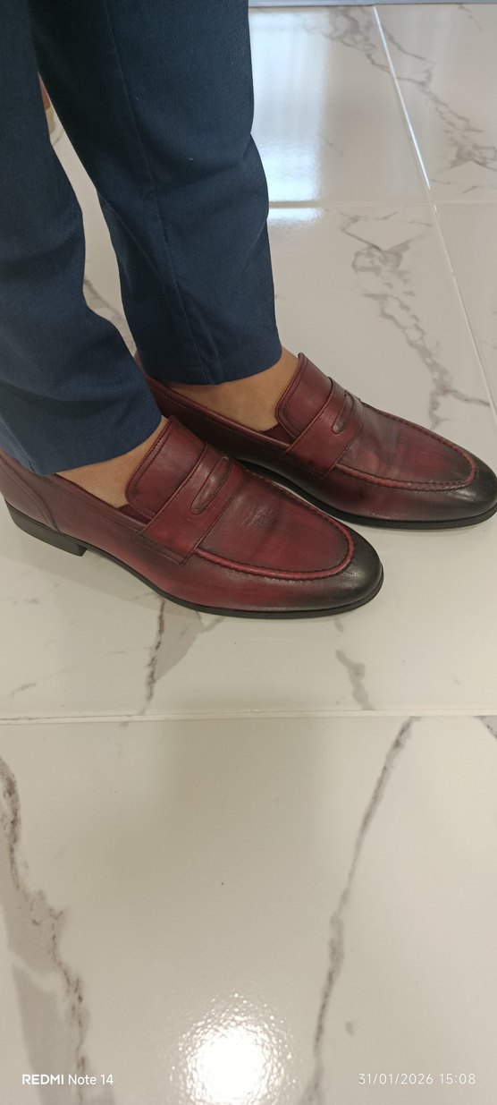 Bordo orjinal  Deri erkek Klasik Ayakkabı - Görsel 2
