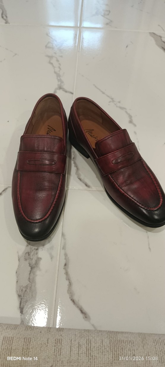 Bordo orjinal  Deri erkek Klasik Ayakkabı - Görsel 3