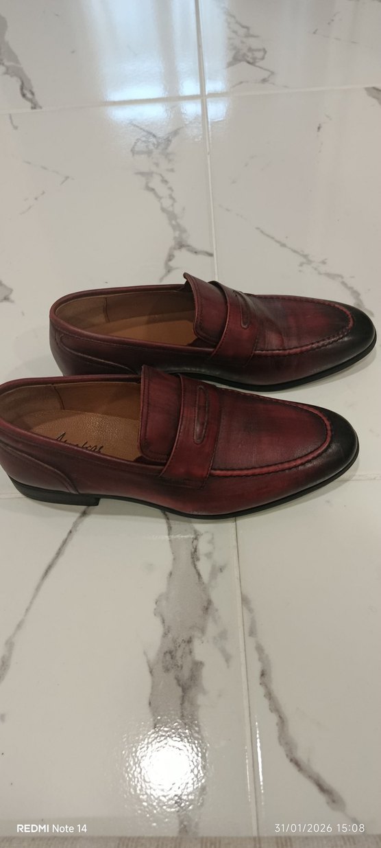 Bordo orjinal  Deri erkek Klasik Ayakkabı - Görsel 4