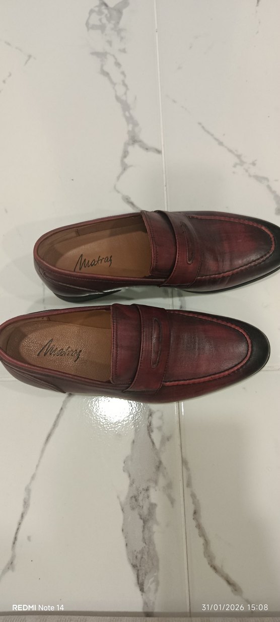 Bordo orjinal  Deri erkek Klasik Ayakkabı - Görsel 5