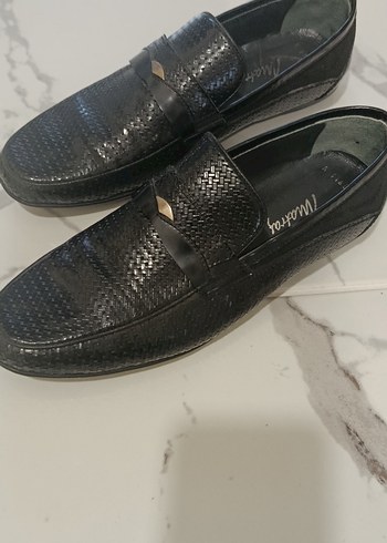 Erkek Siyah orjinal deri  Klasik Yılan Desenli  Ayakkabı - Görsel 2