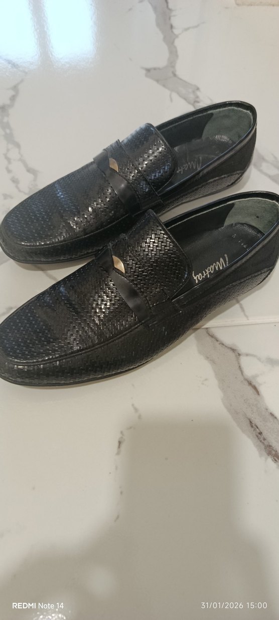 Erkek Siyah orjinal deri  Klasik Yılan Desenli  Ayakkabı - Görsel 2