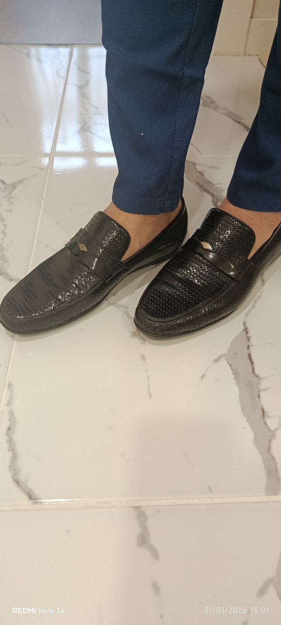 Erkek Siyah orjinal deri  Klasik Yılan Desenli  Ayakkabı - Görsel 4