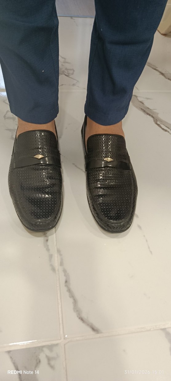 Erkek Siyah orjinal deri  Klasik Yılan Desenli  Ayakkabı - Görsel 3