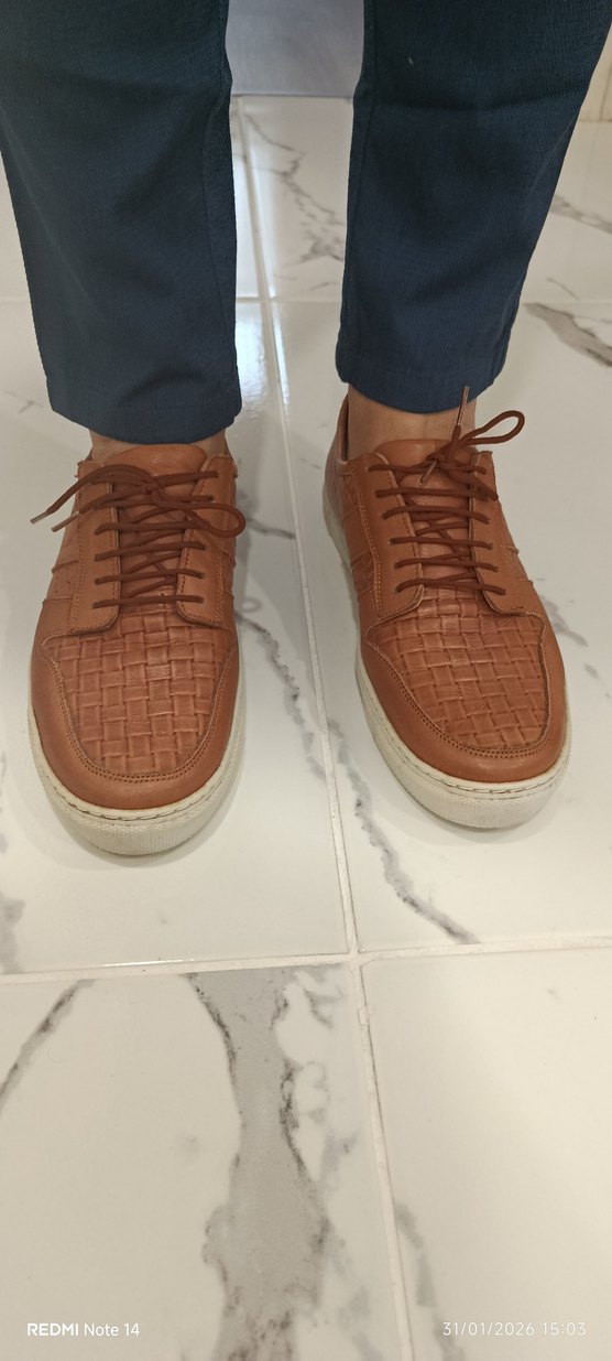 Kahverengi orjinal Deri Bağcıklı Sokak Stili Ayakkabı - Görsel 2