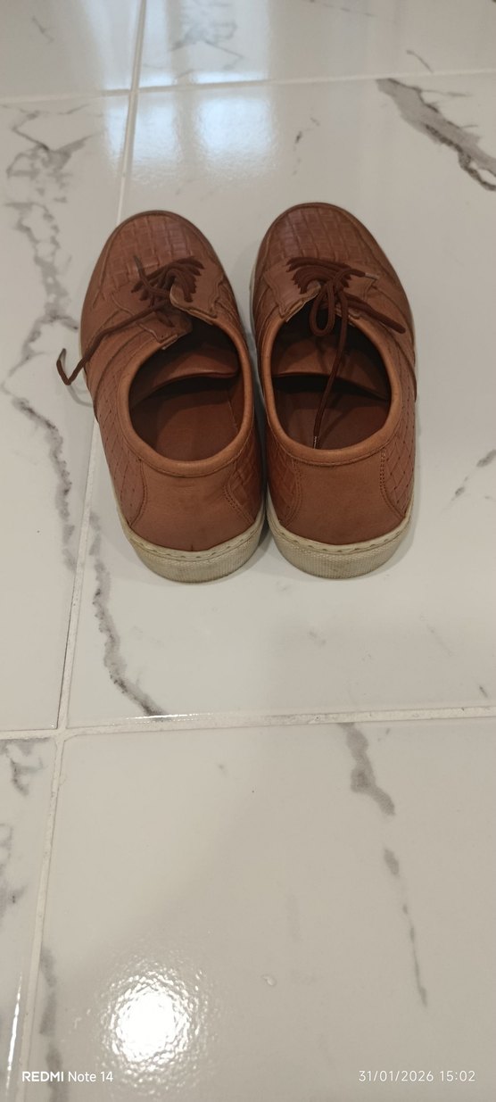 Kahverengi orjinal Deri Bağcıklı Sokak Stili Ayakkabı - Görsel 3
