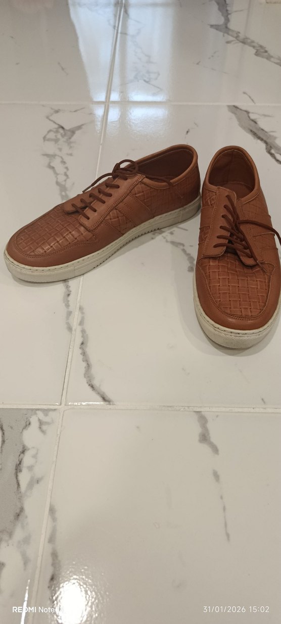 Kahverengi orjinal Deri Bağcıklı Sokak Stili Ayakkabı - Görsel 4