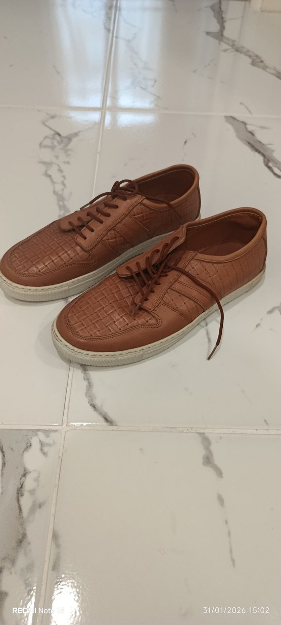 Kahverengi orjinal Deri Bağcıklı Sokak Stili Ayakkabı - Görsel 5