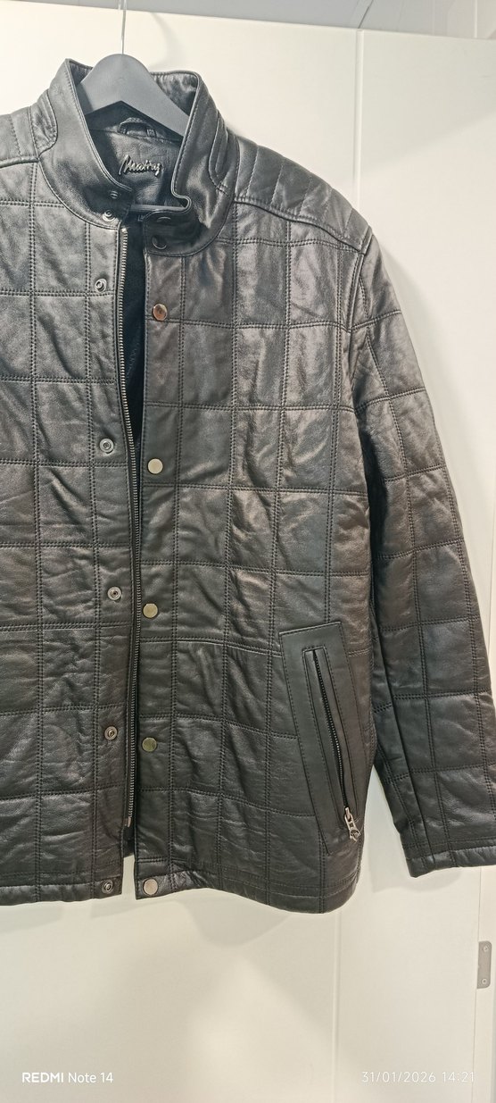 Matras Düğmeli siyah Deri Erkek Ceket - Görsel 4