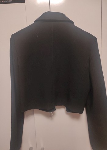 Fermuarlı Kısa Siyah Kadın Blazer - Görsel 3