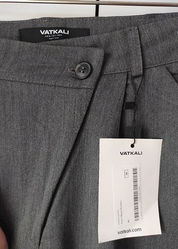 Vatkalı Gri Salaş Midi Kadın Kumaş Pantolon - Görsel 5