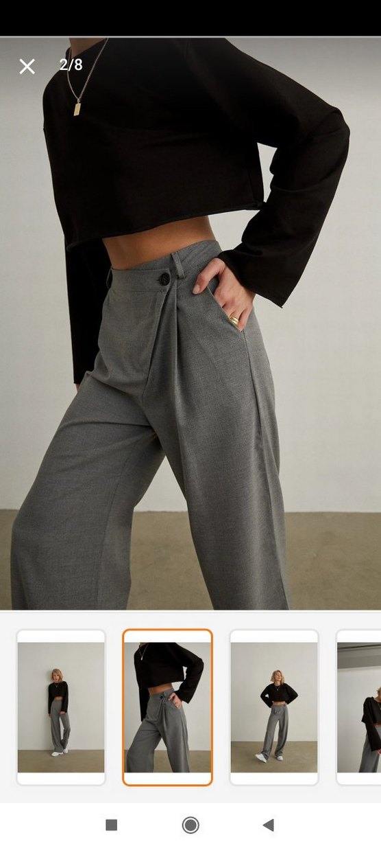 Vatkalı Gri Salaş Midi Kadın Kumaş Pantolon - Görsel 2