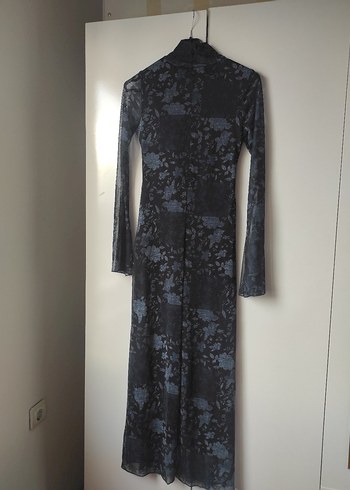 Lacivert Uzun Kollu Gotik Elbise - Görsel 2