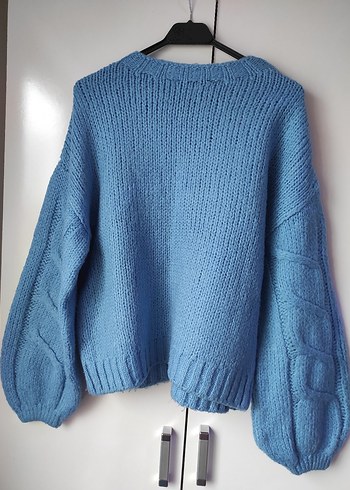 Mavi Örgü Kadın Kazak - Görsel 2