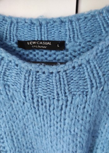 Mavi Örgü Kadın Kazak - Görsel 3