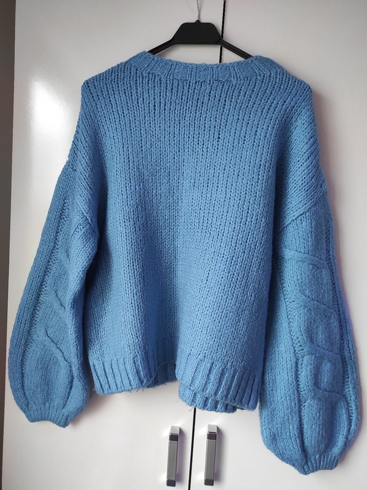 Mavi Örgü Kadın Kazak - Görsel 2