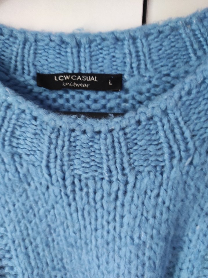 Mavi Örgü Kadın Kazak - Görsel 3