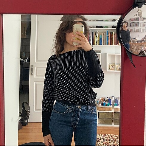vintage puantiyeli bluz