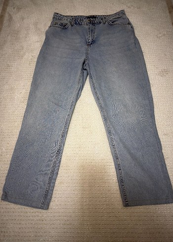 Düğmeli Gri Midi Kot Pantolon - Görsel 2