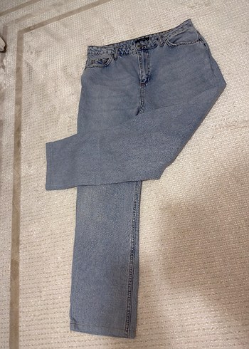 Düğmeli Gri Midi Kot Pantolon - Görsel 3