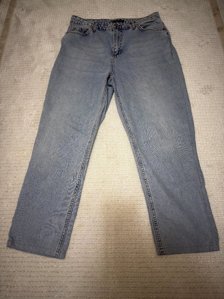 Düğmeli Gri Midi Kot Pantolon - Görsel 2