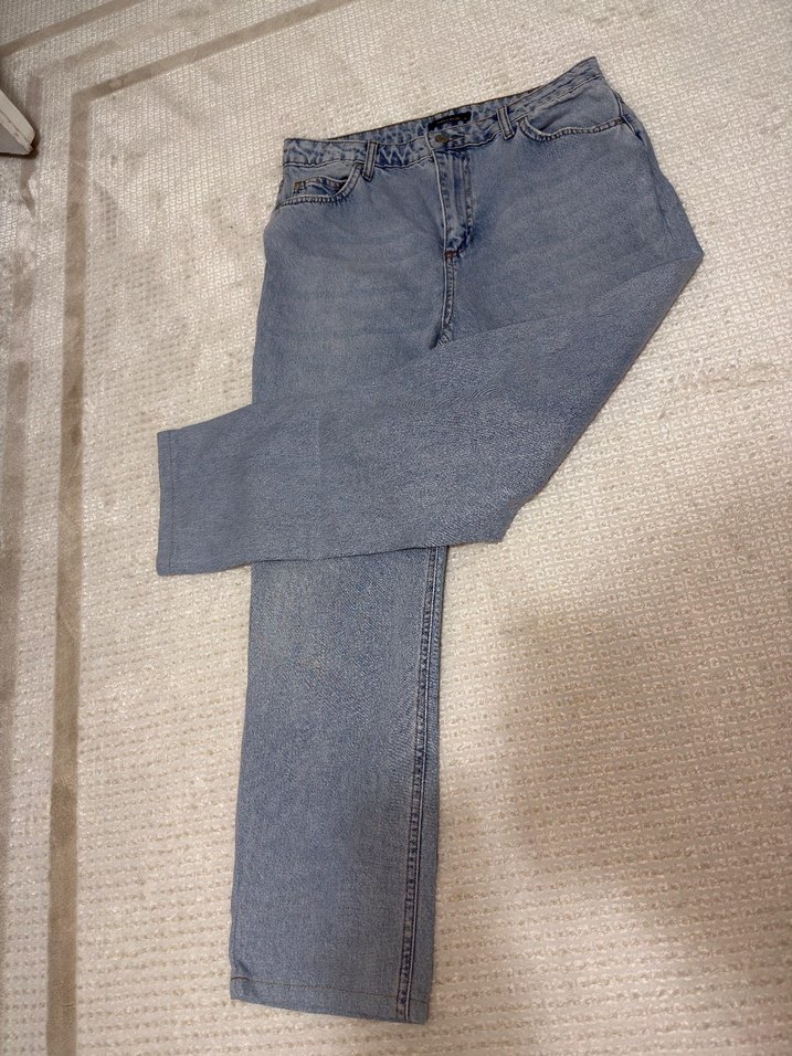 Düğmeli Gri Midi Kot Pantolon - Görsel 3