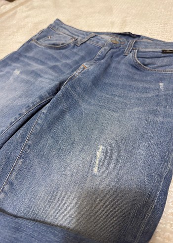 Mavi Düğmeli Kadın Denim Pantolon - Görsel 2