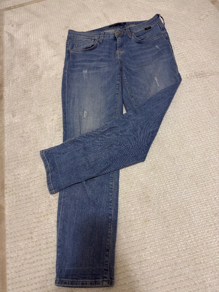 Mavi Düğmeli Kadın Denim Pantolon - Görsel 3