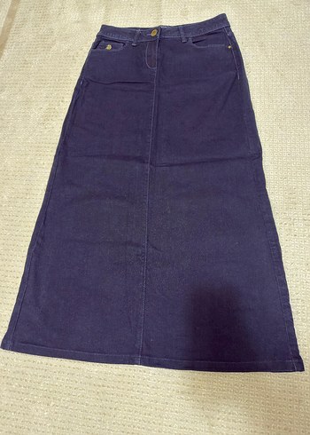 Lacivert Kadın Denim Midi Etek - Görsel 2