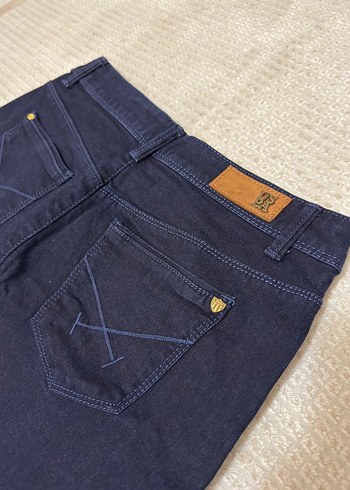 Lacivert Kadın Denim Midi Etek - Görsel 5