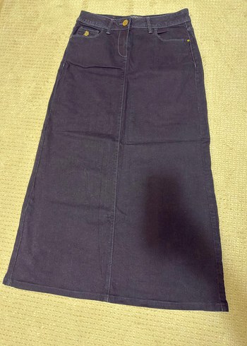 Lacivert Kadın Denim Midi Etek - Görsel 3