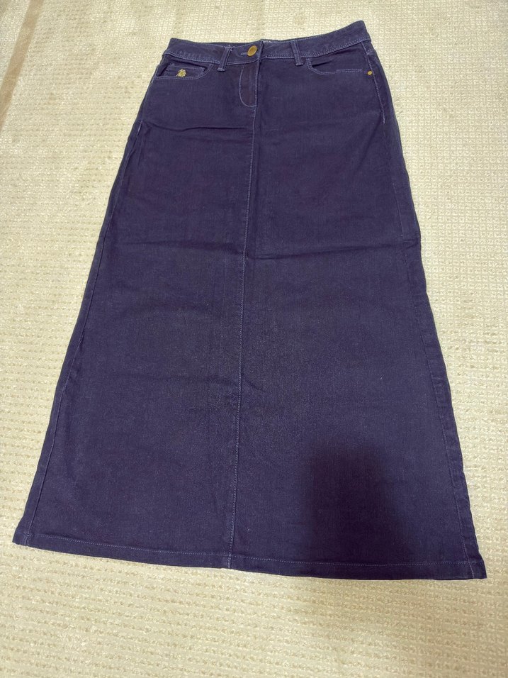 Lacivert Kadın Denim Midi Etek - Görsel 2