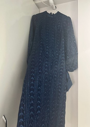 Lacivert Piliseli Uzun Abiye Elbise - Görsel 6