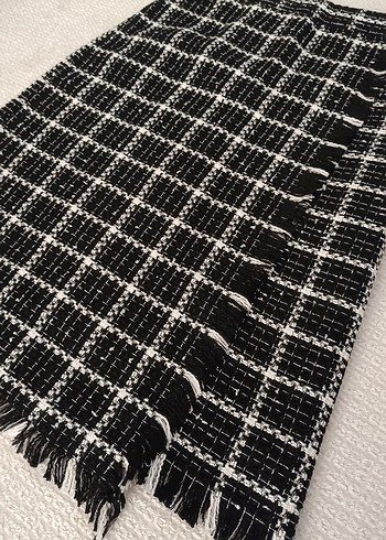 Kemerli Siyah Ekose Midi Kadın Etek - Görsel 4