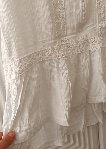 Beyaz Bohem Nakışlı Kolsuz Bluz - Görsel 6