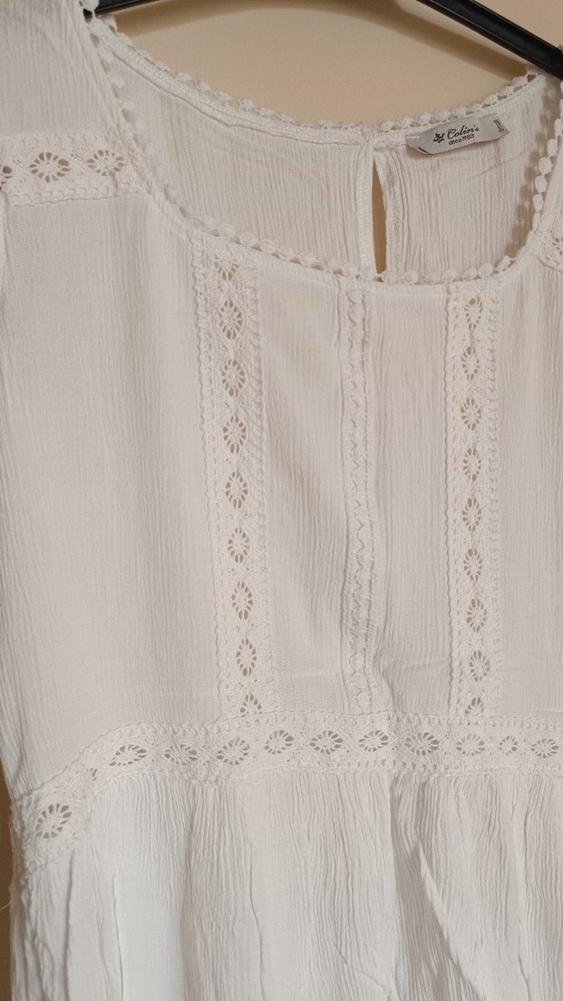 Beyaz Bohem Nakışlı Kolsuz Bluz - Görsel 2