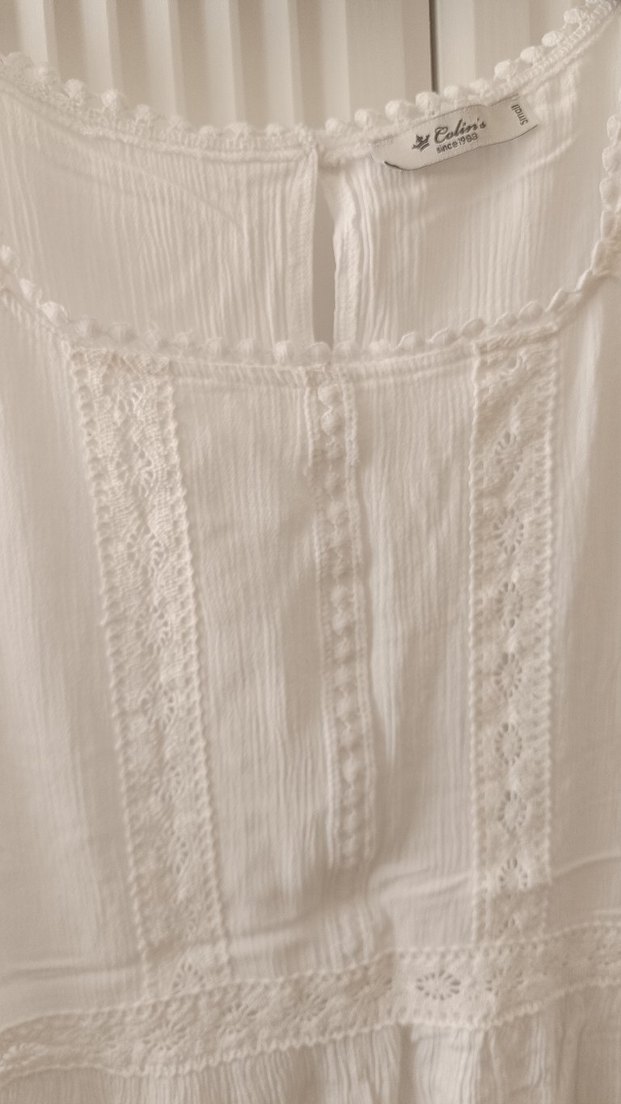 Beyaz Bohem Nakışlı Kolsuz Bluz - Görsel 5