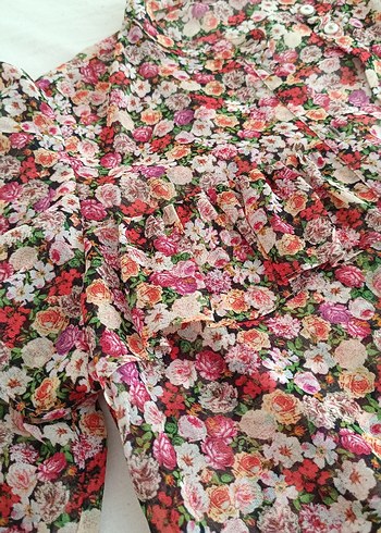 Çiçek Desenli Fırfırlı Uzun Kollu Bluz - Görsel 6