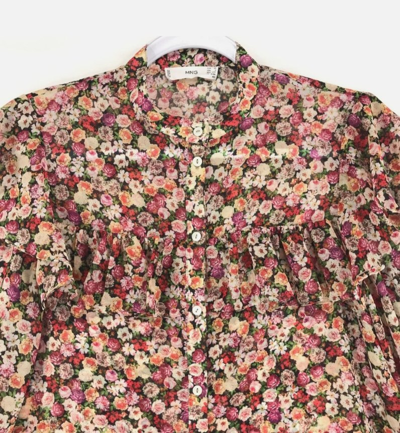 Çiçek Desenli Fırfırlı Uzun Kollu Bluz - Görsel 2