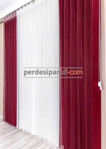 Bordo Çizgili Modern dikey Perde - Görsel 7
