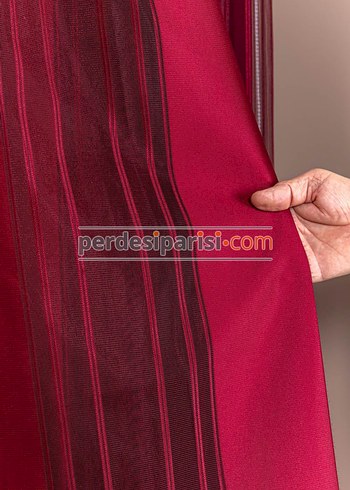 Bordo Çizgili Modern dikey Perde - Görsel 2