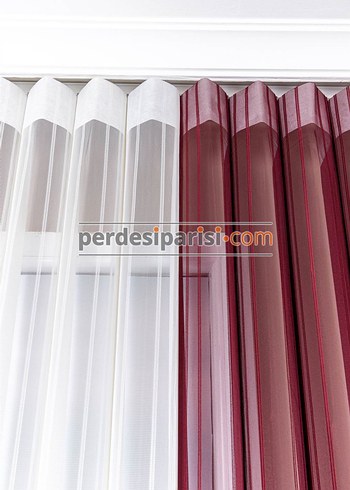 Bordo Çizgili Modern dikey Perde - Görsel 6