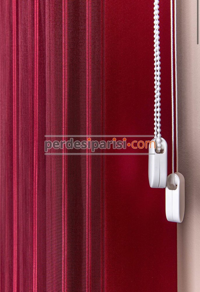 Bordo Çizgili Modern dikey Perde - Görsel 4